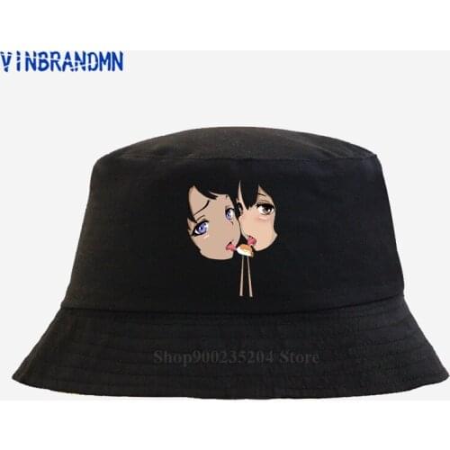 Sexy Anime Girls Iicking Japan Sushi sun hats 3D Waifu Material Fishing hat Nerd Otaku Ahegao Ecchi Etchi Hentai LEWD Bucket hat