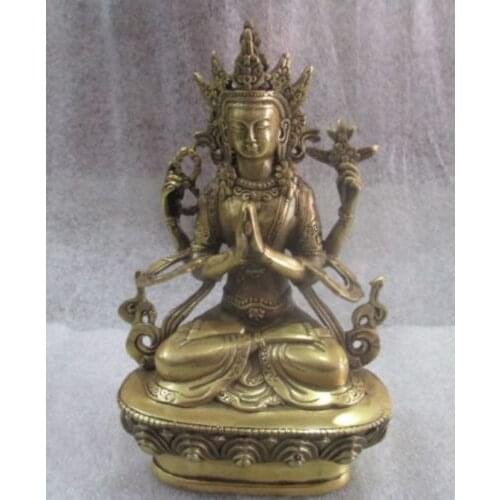 Elaborate China brass Tibetan Buddhist Goddess of Mercy statue