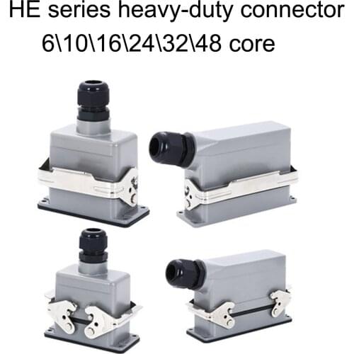 HDC-HE-024 rectangular heavy-duty connector aviation plug socket 24-pin industrial waterproof male and female