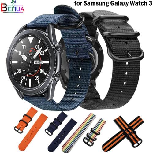 Colorful soft Nylon Sport watch Strap band 22MM For Samsung Galaxy Watch 3 45mm smart WristStrap Bracelet wristband belt
