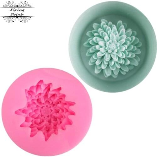 Xixing 3D Chrysanthemums Flower Soap Silicone Molds Candle Clay Mold Fondant Cake Decorating Tools Chocolate Cake Baking Moulds