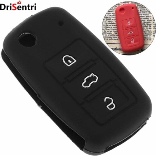3 Buttons Silicone Flip Folding Car key Cover Protector Holder for -VW-Polo-Passat B5 -Golf 4 5 6 -Jetta Mk6 -Tiguan