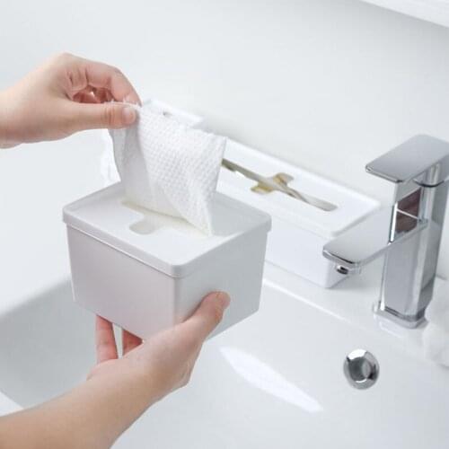 Dry Wet Tissue Paper Case Dustproof Tissue Storage Box Case Dispenser Holder for Home Office Desk White