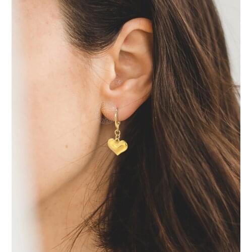 Dangle Drop Earrings Cute Heart Pendant Earrings For Women Hanging Gold Color Stainless Steel Wedding Party Jewelry Gifts LKE210