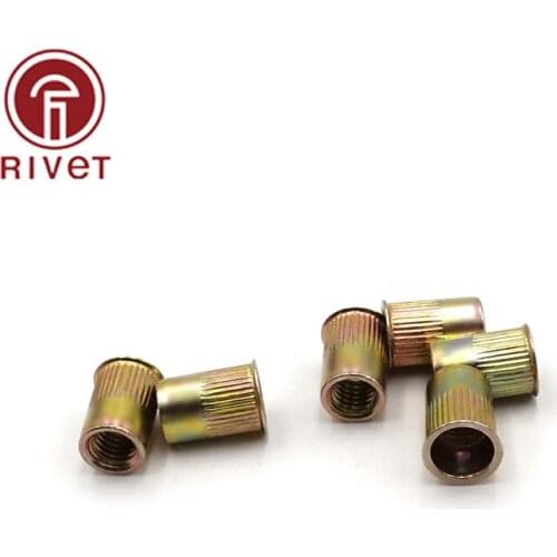 10PCS Knurled Nuts Rivet Nut Nutsert Cap Carbon Steel M3 M4 M5 M6 M8 M10 M12 Carbon Steel Countersunk Head Rivet Nut
