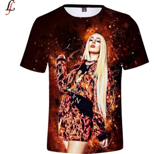 Ava Max t-shirt Damskie Ava Max Femme t-shirts 3D Regular Sleeve Casual Style O-neck Short Sleeve Polyester Solid Type Tops