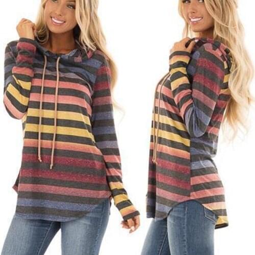 Womens Casual Tops Gradient Colorful Long Sleeve T-Shirt Red