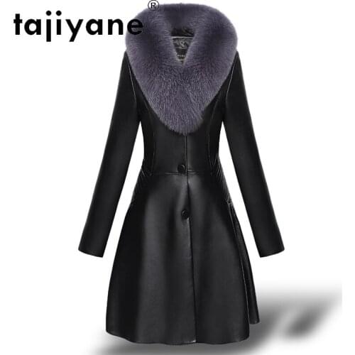 For Clothes Leather Women Down Cotton Jackets Genuine Sheepskin Coats Woman Natural Fox Fur Collar Jacket Ropa TN1305