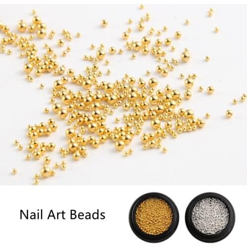 1.0MM to 2.0MM Silver Gold Nail Rhinestones Caviar Beads Micro Mini Gel Polish 3d Nail Art Jewelry Tip Nails Manicure Decoration