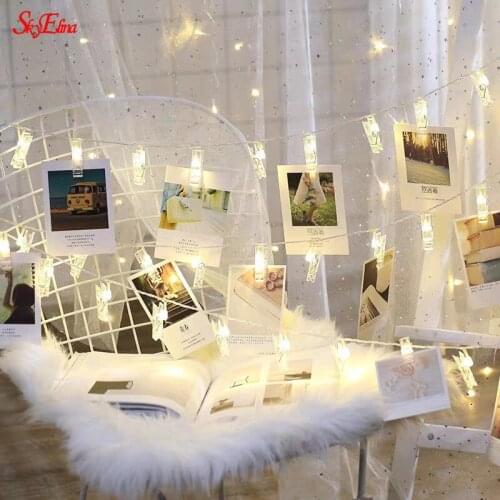 1-10M LED Lights Photo Clips Hanging Pictures Fairy Lights LED Photo Clip String Lights Wall Decor USB LED String Lights 5z