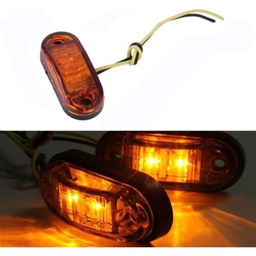 1/2Pcs Amber 2 Led Light Oval Clearance Trailer Car Truck Side Marker Blinker Tail Lamp 2/24V Super Bright Light Professional