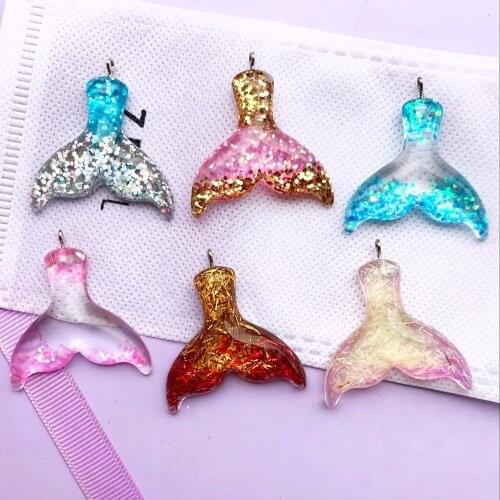 10pcs shiny mermaid charms flat back resin charms necklace pendant keychain charms for DIY decoration