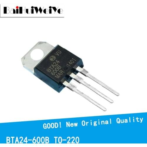 10PCS/LOT BTA24-600B BTA24-600C BTA24 BTA24-600 24A800V TO-220 New and Original IC Chipset MOSFET MOSFT TO220