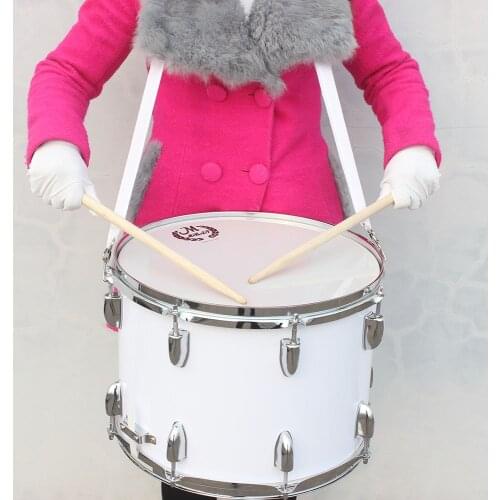 14in Marching Drum Stainless Steel & Maple Wood Body PVC Drumhead with Sticks Shoulder Strap Key for Professional Drummer