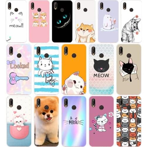 27AA Cute cats and animals Silicone TPU Protective Cover Phone Case On For Huawei P20 30 Pro Lite Case Soft