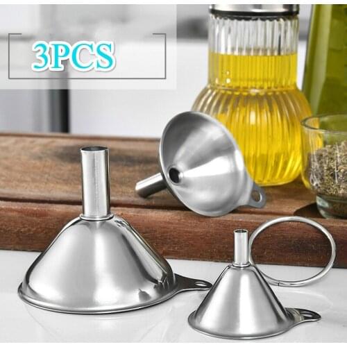 3pcs/set Liquid Tool Small Stainless Steel Cone Funnel Portable Mini Separate Oil Wine Liquid Hopper Kitchen Home Funnels 2020