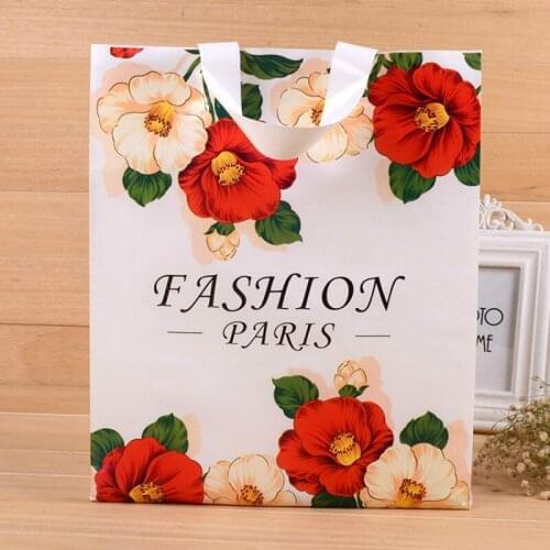 50pcs plastic gift bags with handles plastic packaging bag carrier bag for shopping good quality plastic bags wholesale