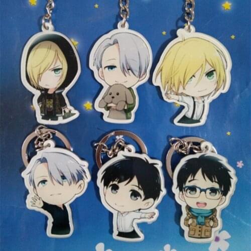 6 pcs/lot Anime Yuri on ice acrylic figure keychain keyring Single double-sided pendant toy gift