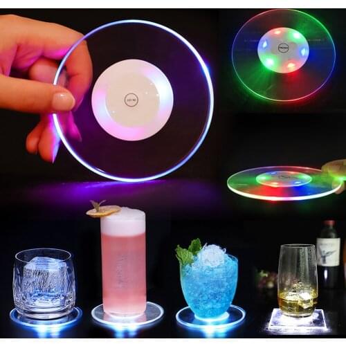 Acrylic Ultra-thin LED Lighting Coaster Cocktail Bar Bartending Light Cup Base Perfect for Bars Parties Easy to Use and Clean
