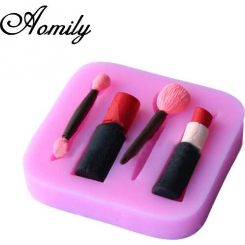 Aomily Cosmetic Lipstick Shape Fondant Silicone Mold Cake Molds Cake Decorating Tools Sugar Craft Chocolate Molds Bakery Tools
