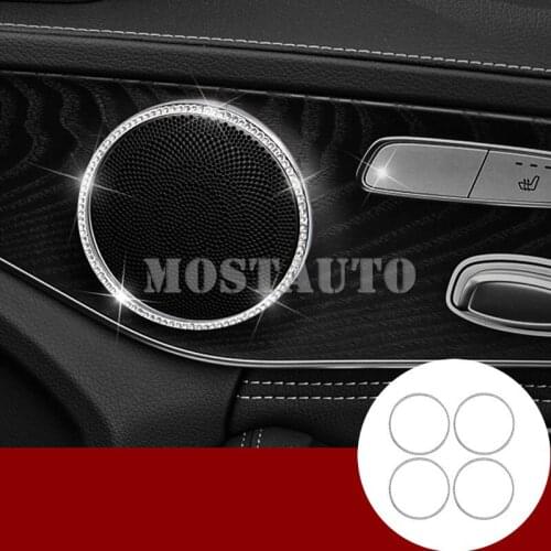 For Benz GLC X205 X253 Rhinestone Style Car Door Speaker Trim Cover 2015-2018 4pcs Car Accessories Interior Car Decor Car Trim