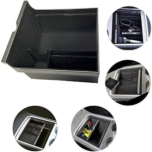 For Tesla Model 3 2021 center console manager tray internal accessories flocking armrest hidden drawer storage box