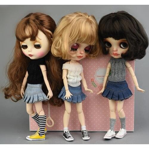 Denim skirt Trousers Outfits Set for Barbie 1/6 BJD SD Doll Clothes Accessories Play House Dressing Up