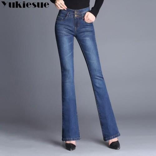 Plus large size with high waist Jeans for women skinny slim stretch flare pants denim jeans woman trosuers female jeans femme