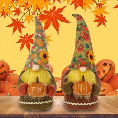 Harvest Festival Gnome Pumpkin Maple Leaf Nisse Tomte Scandinavian Elf Ornaments
