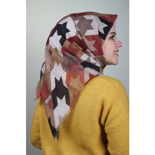 FOMARA SHİNE PATTERNED SILVERY LINEN SCARF-DESEN-07-RENK-06