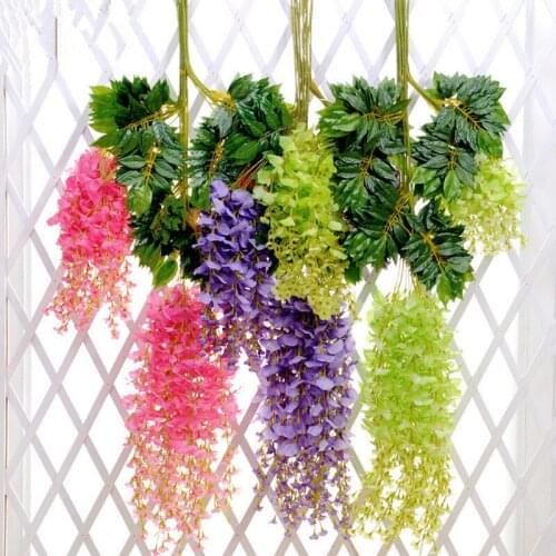 12pcs Artificial Plant Wisteria Flower Rattan SIlk Fake Flower Vine Wedding Home Decor Wall Garden Home Decoration Accessories