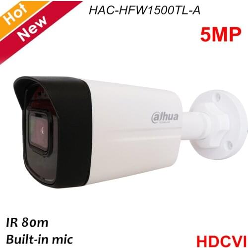 Dahua 5MP HDCVI Camera 1/2.7" CMOS 2pcs IR LEDs Smart IR 80 meters Built-in MIC Outdoor camera Aluminium Case Security camera