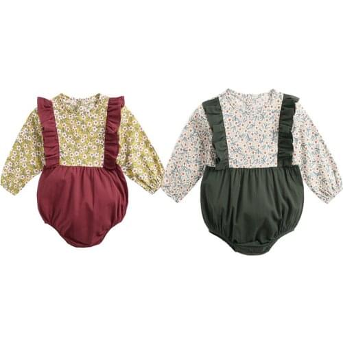 Spring New Baby Clothes Romper Girls Long Sleeve Lace Floral Bodysuits Infant Romper Girls O-neck Cotton Princess Cute Outfit