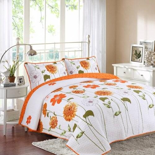 CHAUSUB Bedspread on the Bed Quilt Set 3PCS Print Cotton Blanket for Bed Cover Pillowcase Queen Size Summer Quilted Coverlet