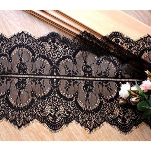 New Hot 30cm Wide 6meters Voile Embroidered Lace trim White Black Eyelash Fabric Lace Sewing Applique Wedding Decoration