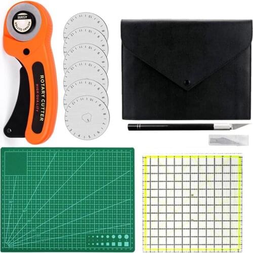 LMDZ 45mm Rotary Cutter Tool Kit with 5 Extra Blades, Cutting Mat, Patchwork Ruler, Precision Knife, Craft Knife Ideal Craft