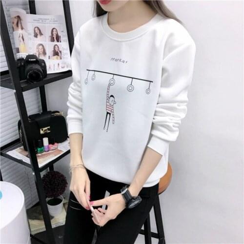 Kawaii Sweatshirts Hoodies Women Cartoon Boys Letter Long Sleeve Pink Loose Casual Female Autumn Sweatshirts Pullovers