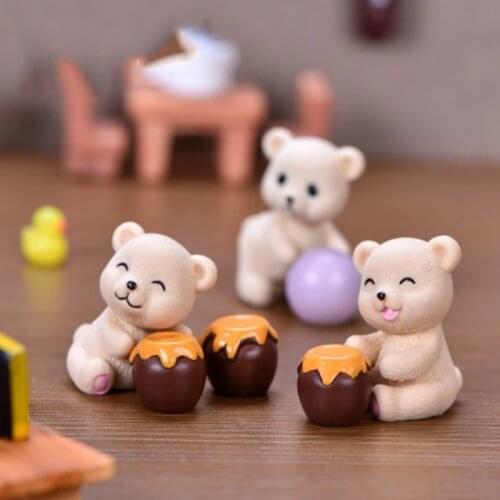ZOCDOU 1 Piece Honeypot Bear Small Statue Figurine Ornament Miniatures Children Toy Decoration Gift
