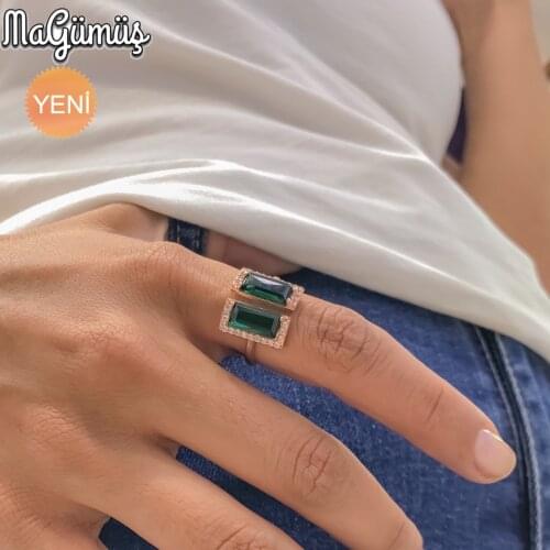 Jade Stone Baguette Facet Cut Design Silver Ring