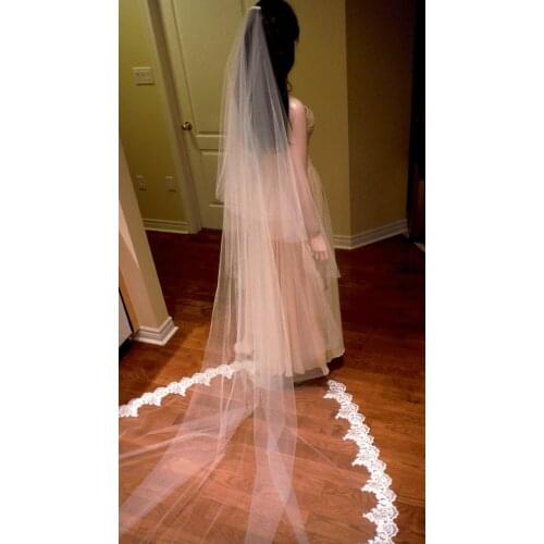 New Lace Wedding Veil 2 Tier Bridal Veil Long 3 M Bridal Accessories with Metal Comb