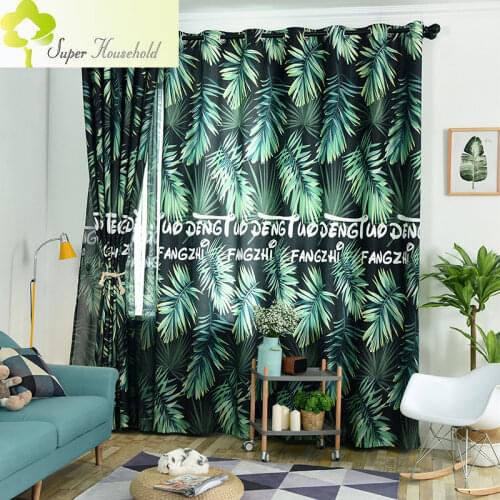 New Nordic Style Living Room Curtains for Bedroom Digital Printing Tropical Rainforest Curtain Green Plant Blackout Window AH82