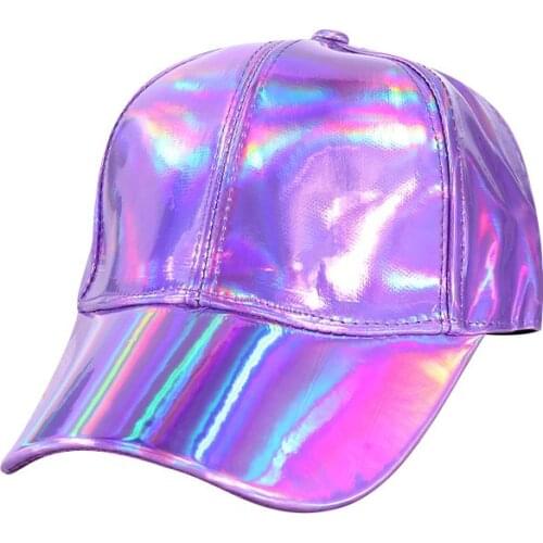New Laser Leather Reflective Hat Fashion Trend Gradient Color Colorful Leather Baseball Cap Performance Party