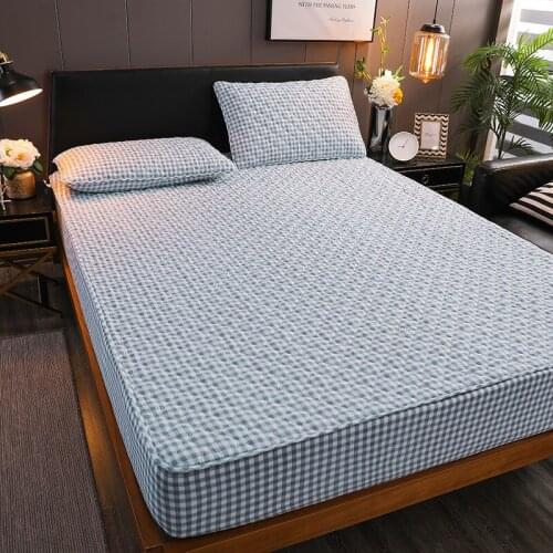 Solid Quilted Mattress Cover King Queen Size Bed Protector Pad Anti-Bacteria Mattress Topper Air-Permeable Bed Pad Cover