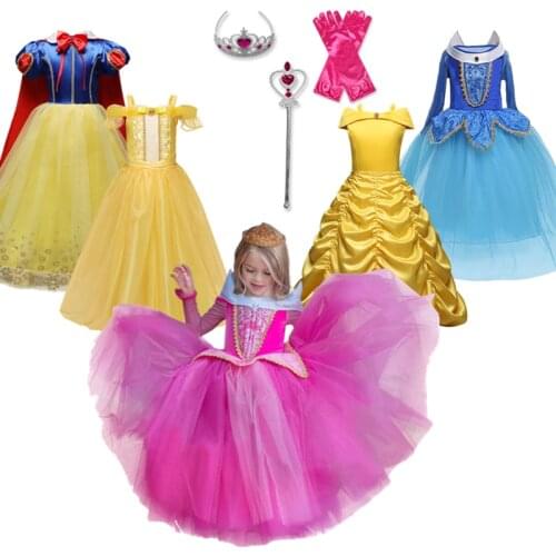 3-8y Summer Girls Dress Birthday Cosplay Party Long Tails Costume Children Girls Princess Dresses Halloween Clothes Fancy Robe
