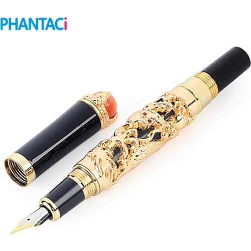 Luxury Eastern Dragon Fountain Pen Vintage Brand Gold Iraurita 0.5mm Ink Writing Pens School Office Business Stationery