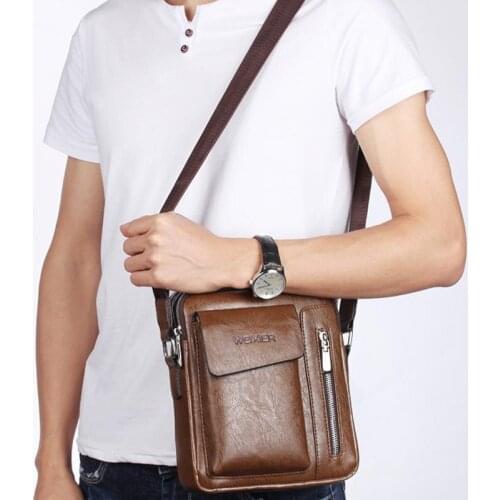 Men Casual Shoulder Bag Vintage Crossbody Bags High Quality Male Bag PU Leather Handbag Capacity Men Messenger Bags Tote Bag