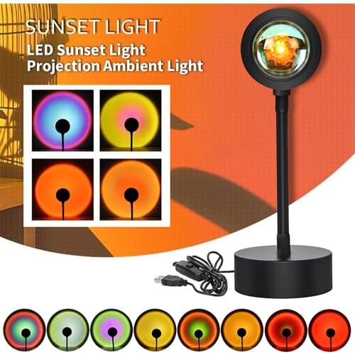 USB Sunset Projection Lamp Rainbow Atmosphere LED Light For Home Bedroom Background Wall Decoration Light Night Light Table Lamp