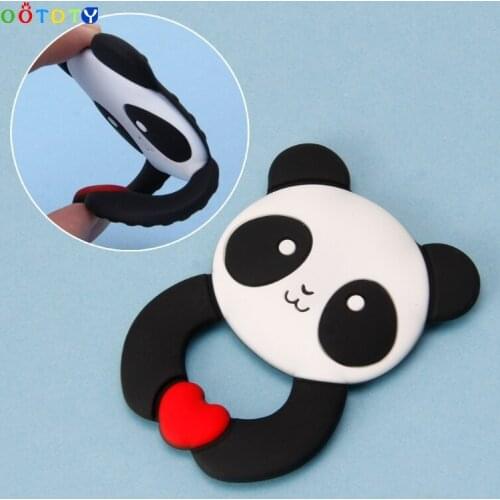 Baby Teether Ring Panda Silicone Teethers Teething Pendant Necklace BPA Free DIY Baby Chew Toy Infant Gift