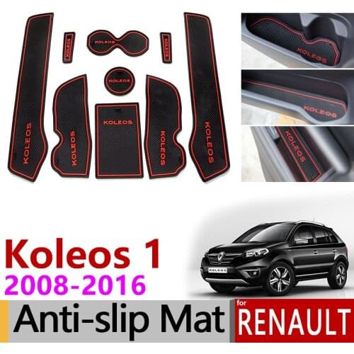 Anti-Slip Rubber Gate Slot Cup Mat for Renault Koleos 1 2008 - 2016 Samsung QM5 Accessories 2009 2010 2011 2012 2013 2014 2015