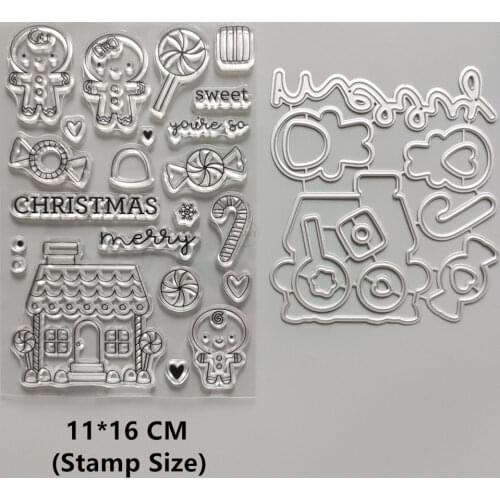 2021 New Houses Lollipop Clear Stamps and Metal Cutting Dies DIY Scrapbooking Embossing Album Seal Template Punch Stencils
